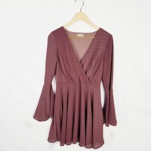 Altar'd State Women's Small Chiffon Dress with Bell sleeves
